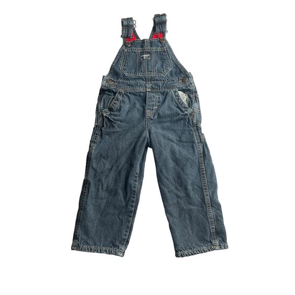 Oshkosh size 2T denim overalls blue lined fall winter warm, cozy - Picture 1 of 4
